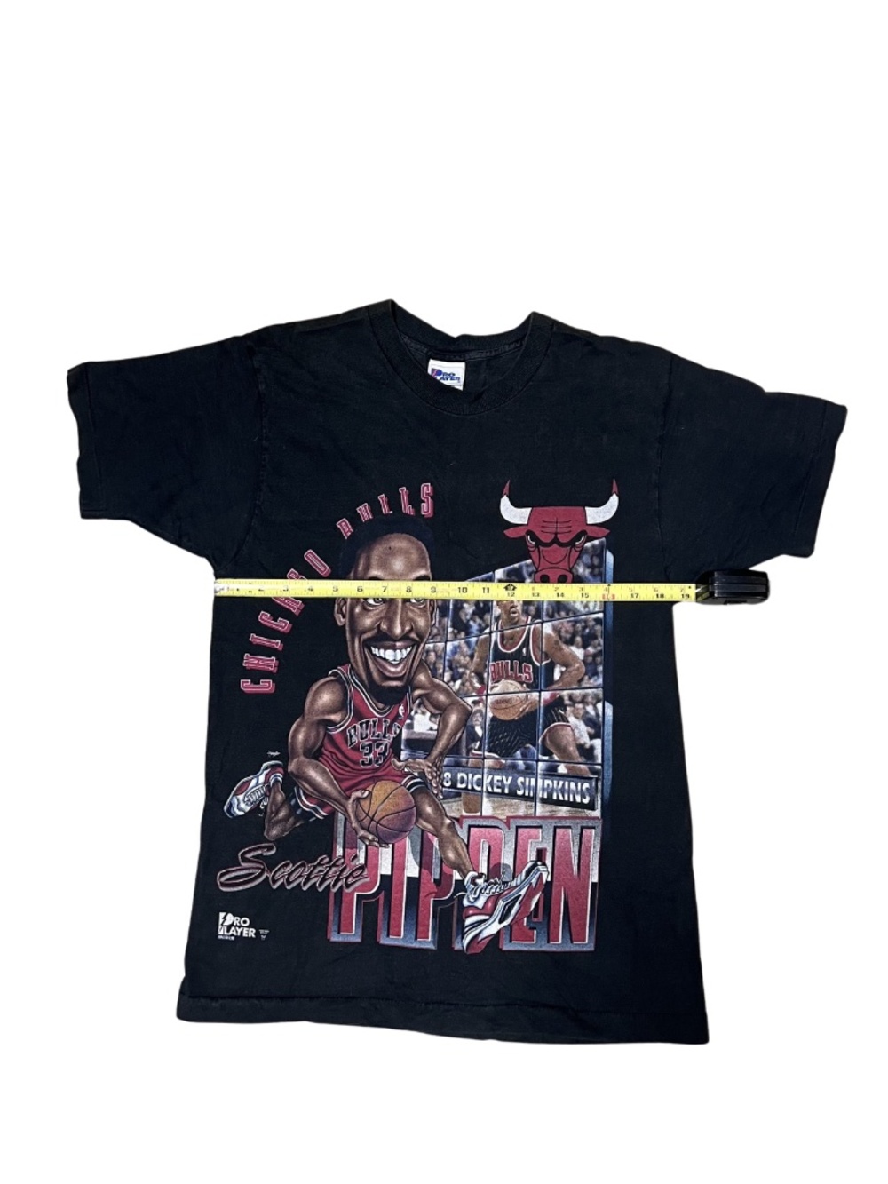 VTG 90's Pro Player Scottie Pippen Chicago Bulls Caricature T Shirt Mens M Black